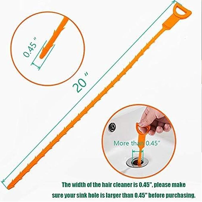 12 Pack Drain Clog Remover - Flexible Drain Snake for Effective Cleaning Hair and Debris in Sink or Bathtub, 19.6-Inch