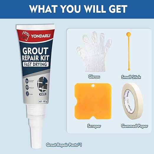 Tile Grout Repair Kit, 1 Pcs Grout Filler for Shower Caulk, Fast Drying Grout Sealer for Bathroom Kitchen Floor Tile, Grout Pen Paint White, 3.5oz