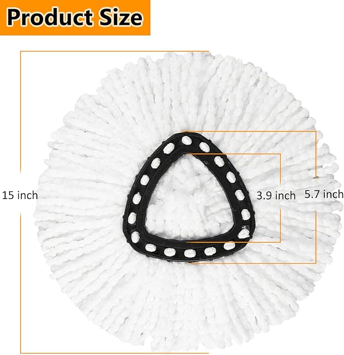 10Pack Spin Mop Replacement Heads,100% Microfiber Mop Head Replacement Compatible with Triangle Spin Mop, Easywring 1-Tank System, Easy Cleaning, Microfiber, Machine Washable