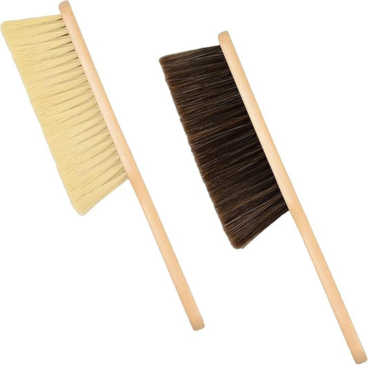 Wooden Bench Brush with Soft Bristles – 2 Pack Wide Table & Counter Dusting Brush for Cleaning Crumbs, Lint, Clothing, Furniture, Kitchen Surfaces & Workbenche