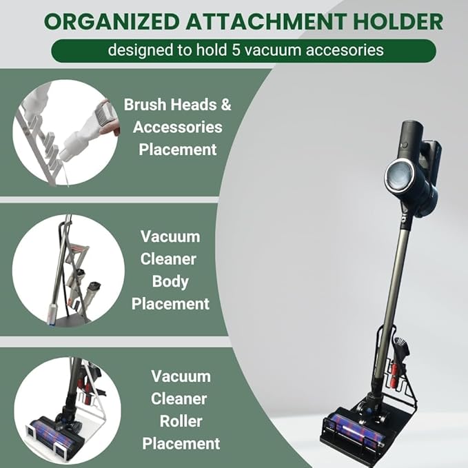 EZ SPARES No Installation Required,Vacuum Stand Frame,Accessories Storage Docking Station Holder,Metal Bracket,big base,Compatible with Dys,Eureka,tineco,dreame,Fit Most Stick Vacuum Cleaner(Black)