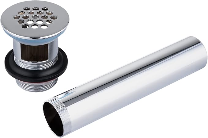 Grid Drain Strainer Assembly with Overflow for Bathroom Sink, P.O. Plug Grid Lavatory Drain, Bathroom Sink Grid Strainer by Artiwell, Chrome Plated