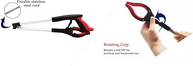 2-Pack Reacher Grabber Tool, Foldable Trash Picker Grabber, Trash Gripper, Garden Nabber, Litter Picker, Extended Grabber（Red/Blue)