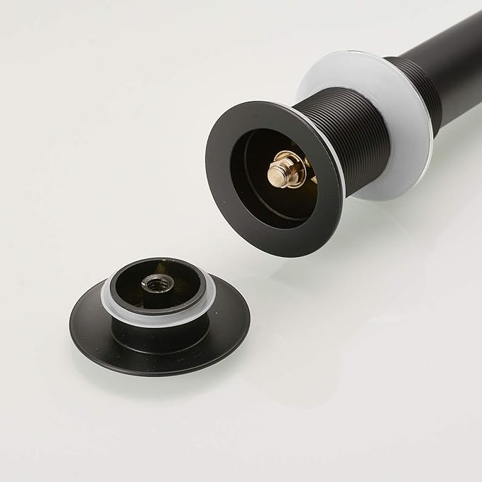 BWE Black Vessel Sink Drain Fits Standard Bathroom Sink Hole 1-1/2" to 1-3/4" Bathroom Faucet Vessel Sink Pop Up Drain Stopper Without Overflow Matte Black