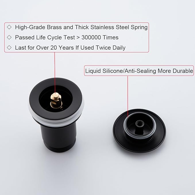 RANDOM Black Brass Bottle P Trap Contemporary Round Bottle P-Trap 1 1/4 with Pop Up Drain Without Overflow Matte Black 83888MBS.
