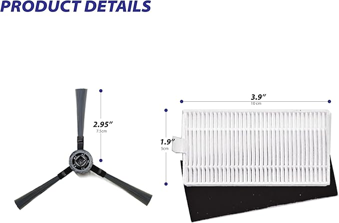 Replacement Parts Fit for Dustin Self-Emptying Robot Vacuum/Fit for Bobsweep Pet24-7-913, Fit for Ultravision Robot Vacuum/Fit for Bobsweep Pet24-7-213 (12PC-Side Brush& mop& Filter)