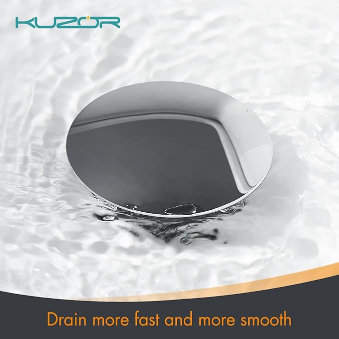 Chrome Pop Up Bathroom Sink Drain with Overflow - Fits 1-5/8" to 2" Holes, 304 Stainless Steel for Vanity/Vessel Sink