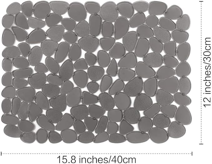 Yolife Pebble Sink Mats for Stainless & Porcelain Sinks, PVC Saddle Protectors - Dish & Glassware Guard (Grey, 2 Pack)