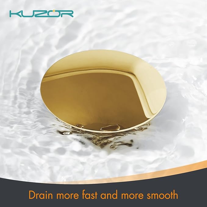 Gold Pop Up Bathroom Sink Drain with Overflow - Fits 1-5/8" to 2" Holes, 304 Stainless Steel for Vanity/Vessel Sink