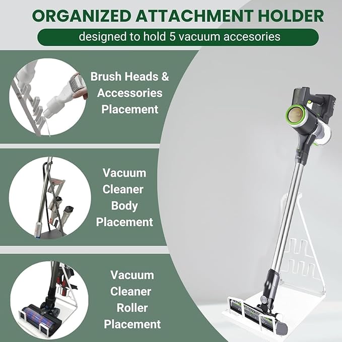 EZ SPARES Installation-free Vacuum Stand Frame,Storage Docking Station Holder,Metal Bracket,bigger base,Compatible with Dys,Eureka,tineco,dreametech,Fit Most Stick Vacuum Cleaner(White)