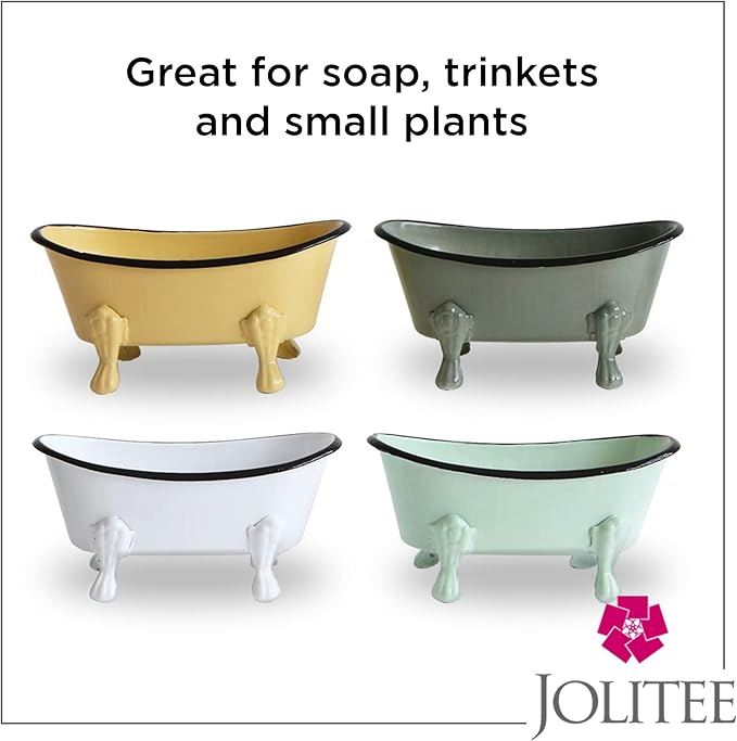 Rustic Enamel 1 Piece 5.5" Metal Clawfoot Mini Bathtub Soap Dish Mini Bath Tub Decoration Clawfoot Tub Soap Caddy Grey