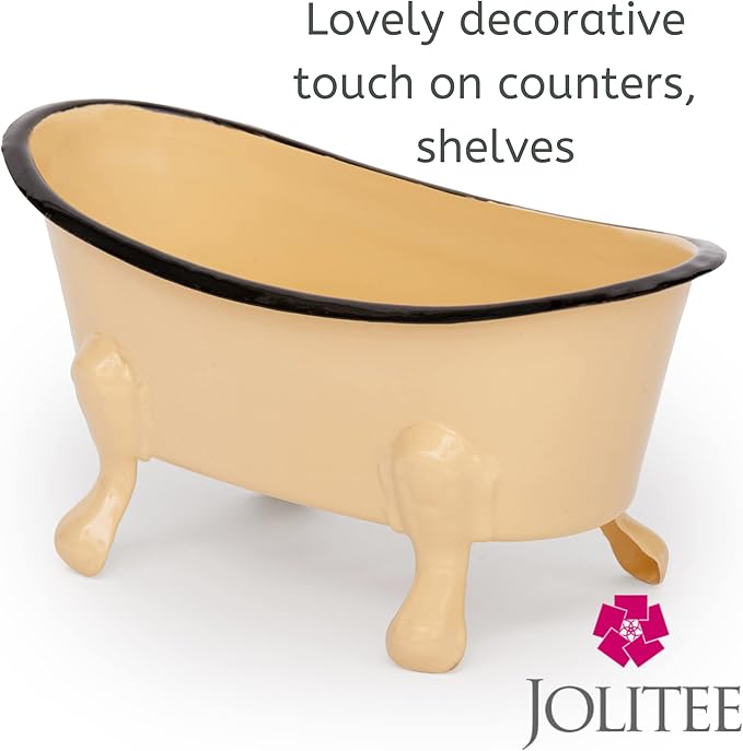 Rustic Enamel 1 Piece 5.5" Metal Clawfoot Mini Bathtub Soap Dish Mini Bath Tub Decoration Clawfoot Tub Soap Caddy Lemon
