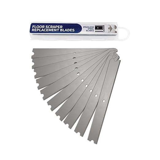 Unger 4” Professional Floor Scraper Replacement Blades, 10 Pack, Dual-Sided Adhesive Cleaning Supplies for Windows, Glass, Floors, Paint, Stickers, Gum Removal on Tile, Marble and High Gloss Surfaces