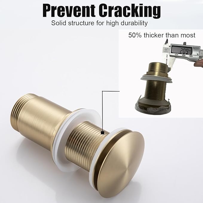 RANDOM Brushed Gold Brass Bottle P Trap Kit Contemporary Round Bottle P-Trap 1 1/4 with Pop Up Drain With Overflow.83888BG-S6