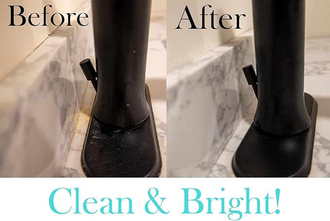 The Behind The Faucet Brush! Clean Hard to Reach Areas in Your Kitchen and Bathroom - Easily Clean Water and soap Residue Around The Sink. Two Pack Includes Hanging Hooks for Storage Under The Sink.