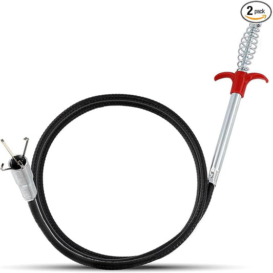 Drain Snake, Bendable Hose Stainless Steel Sewer Clog Removal Tool for Kitchens, Bathrooms, Showers and Tubs Flexible Gripping Claw Picker Tool (34 Inch)