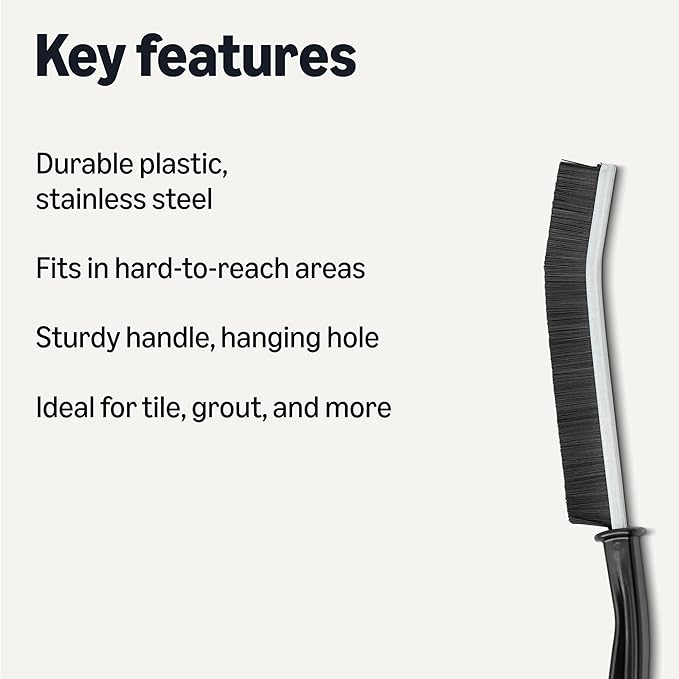 Amazon Basics Hard Bristle Grout and Tile Cleaning Brush, 24-Pack
