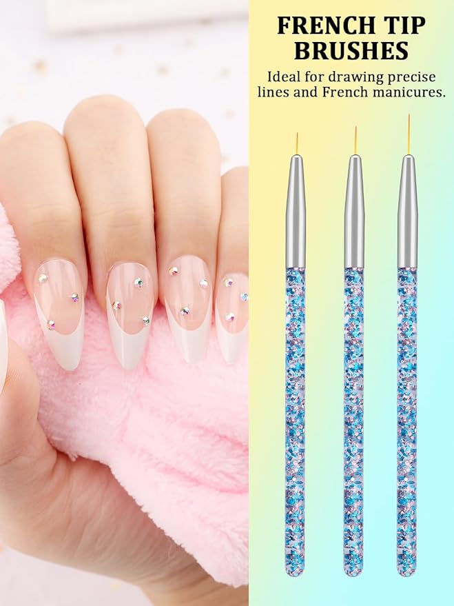 YOOVR Nail Art Tools Set, Nail Stand for Press on Holder for Painting Nails, Nail Art Brushes, Liner Brushes, Nail Dotting Tool, Must Haves Design Tools Supplies Kit for Nail Tech & Beginners (White)
