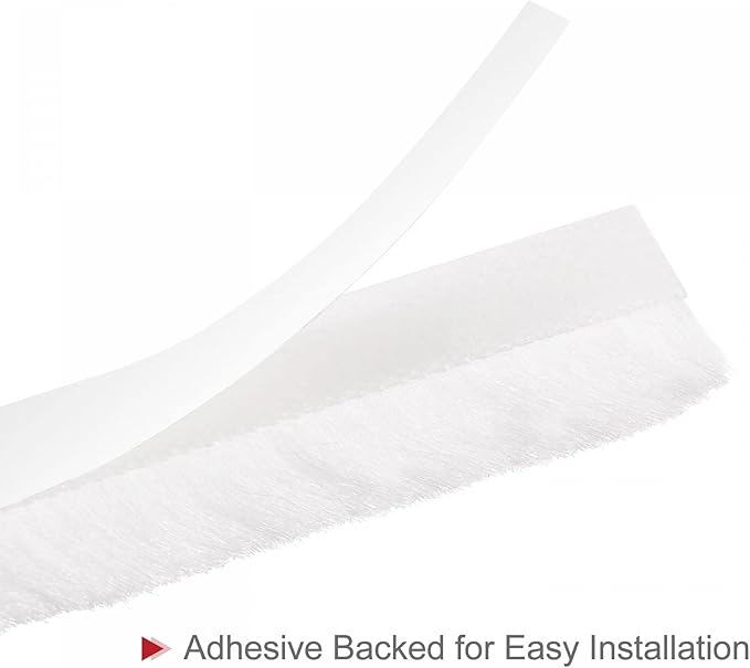 uxcell Weather Stripping Brush, 26ft L x 0.35" W x 0.6" H Self-Adhesive Seal Weatherstrip Sweep Brush White for Door Window