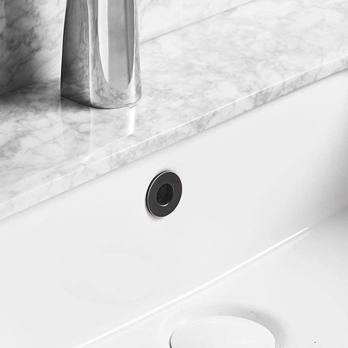 BWE Sink Basin Trim Overflow Cover Oil Rubbed Bronze Brass Insert in Hole Round Caps