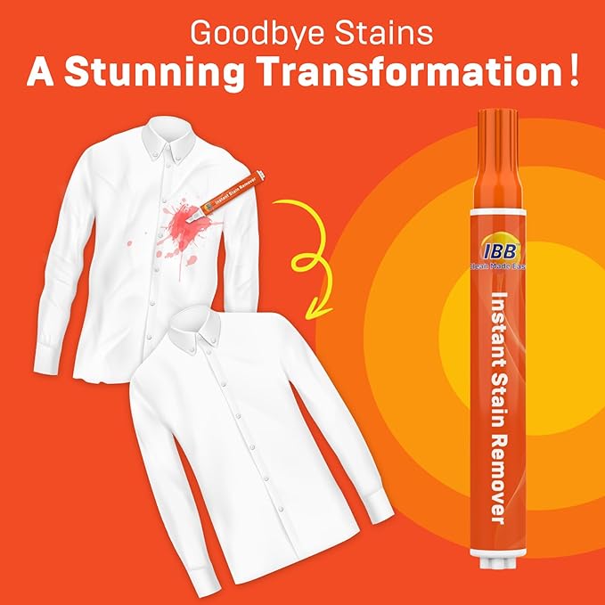 IBB Powerful Stain Remover for Clothes, Instant Spot Cleaning for All Laundry Tough Stains, Travel-Friendly & Portable Stain Remover Pen, Effective Stain Sticks (1 Count (Pack of 5))