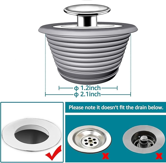 Bathtub Drain Stopper, Sink Stopper, Tub Stopper, Bathtub Drain Plug, Universal Bathroom Bath Tub Drain Stoppers, Shower Drain Cover Replacement Jets Hair Catcher Topper Rubber Strainers(Patented)