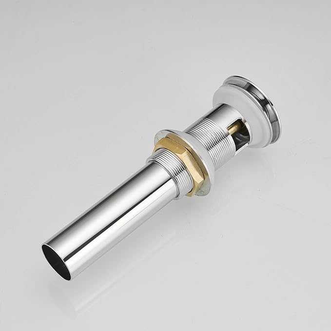 BWE Chrome Pop Up Sink Drain with Overflow Fits Standard Sink Hole 1-1/2" to 1-3/4" Bathroom Faucet Vessel Vanity Drain Stopper