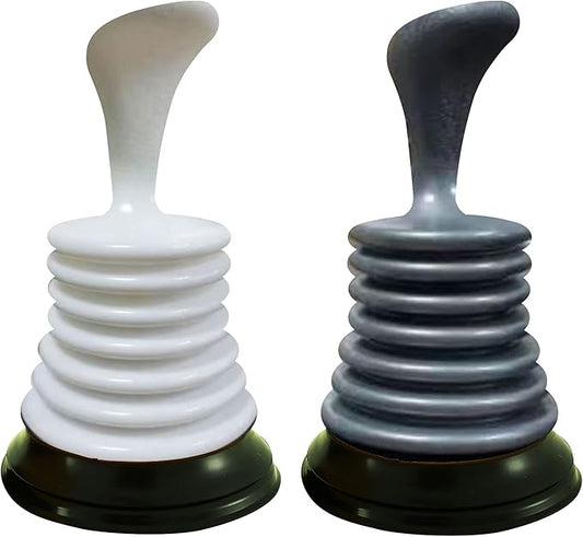 Meadow Lane Small 7" Sink Plunger - Mini Clog Remover for Kitchen & Bathroom Sink Drains - Hand Ergonomic, Space-Saving & Powerful Suction - Universal Fit, Commercial Grade, Silver/White, 2-Pack