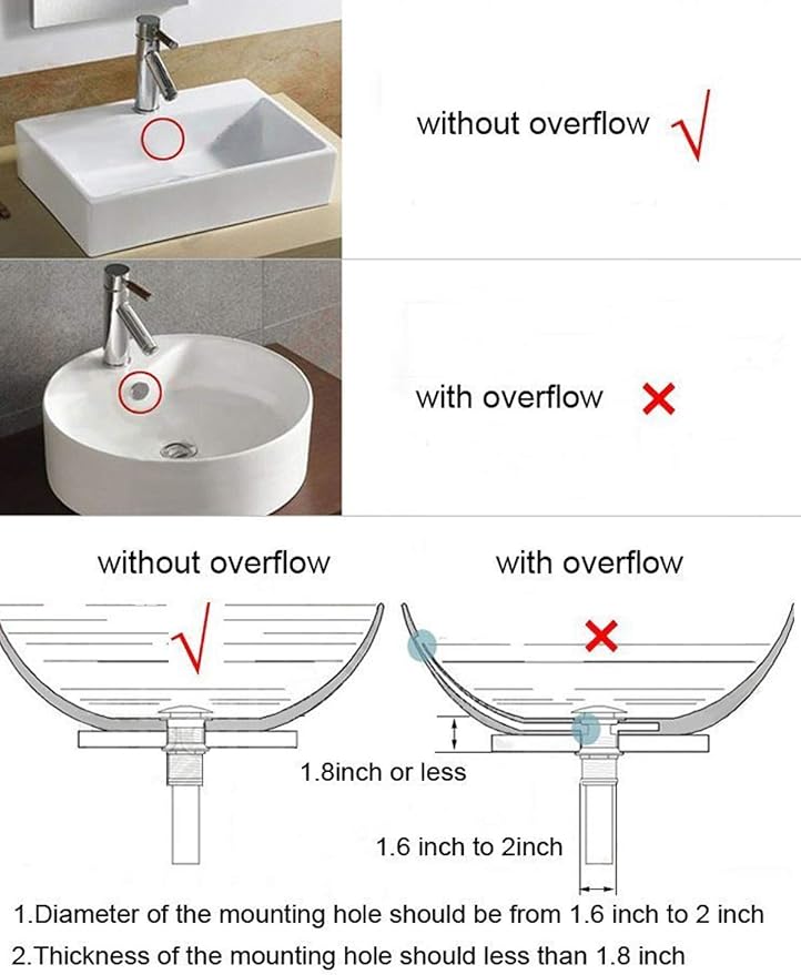 Flybath Sink Drain Antique Brass Bathroom Faucet Large Pop Up Vessel Basin Sink Drain Stopper with Overflow