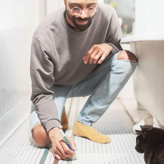 Grout Pen Tile Paint Marker: Waterproof Grout Colorant and Sealer Pen to Renew, Repair, and Refresh Tile Grout - Cleaner Coating Stain Pens - 2 Pack, 5mm Narrow Dark Grey and 5mm Narrow White Tip