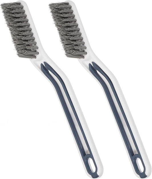 uxcell Crevice Cleaning Brush with Tweezer, Hard Bristle Gap Brush for Tidying Narrow Space, Deep Cleaning Supplies for Kitchen Sink, Toilet, Bathroom, Bathtub, Home, Window, White 2Pcs