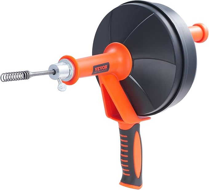 VEVOR Drain Auger 25Ft, Plumbing Snake with Drill Attachment, Plumbers Snake Drain Clog Remover for Kitchen Bathroom Shower Sink with Protective Hose and Gloves