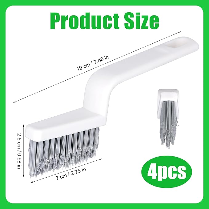 4pcs Grout Cleaner Brushes, V Shape Hard Bristle Crevice Stiff Cleaning Brush Grout Scrubber Shower Scrub Tool for Tile Floors, Tracks, Door Groove, Bathroom Gap, Kitchen, Window