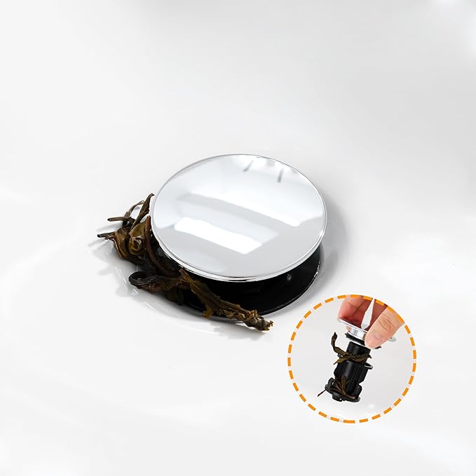 Vessel Sink Drain Without Overflow, Bathroom Pop up Sink Drain Fit for 1 3/4 Inch Vessel Sink, Built-in Anti Clogging Sink Stopper, Chrome