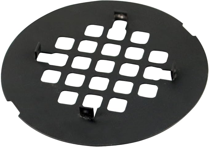 Black Snap-in Shower Drain Cover,Hidrop 4-1/4" OD Round Shower Strainer Grid, Easy-to-Install Replacement Cover Stainless Steel Matte Black