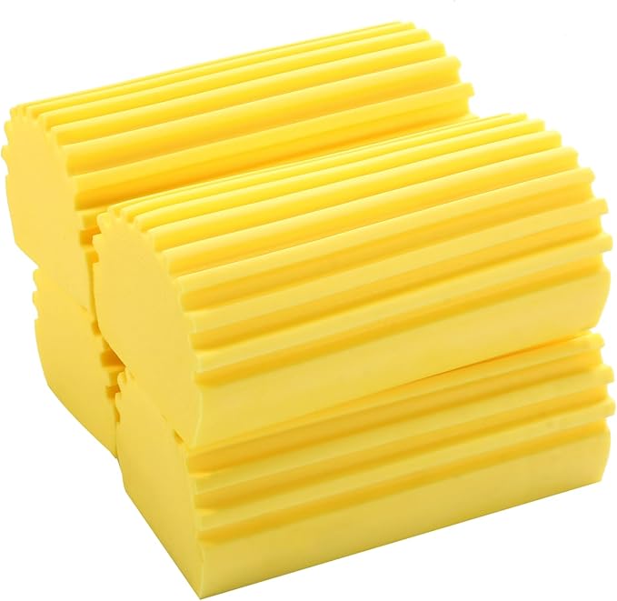 4-Pack Damp Cleaning Sponge Brush Set - Suitable for Kitchen and Car Window Cleaning,Mirrors, Window Track Grooves, Multi-Functional Cleaning Products That are Efficient Cleaning Tools(Yellow)
