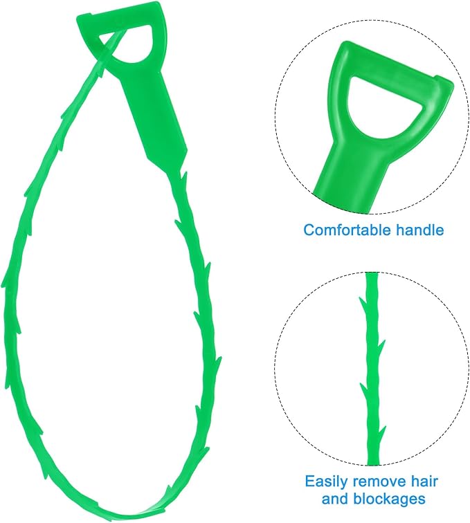 uxcell 3pcs 20 Inch Drain Hair Clog Remover Tool PP & 80 Inch Drain Cleaner Tool Sticks Stainless Steel Sewer Cleaning Hook Unclog Sink Unclogger for Toilet Bathtub Sewer, Light Green