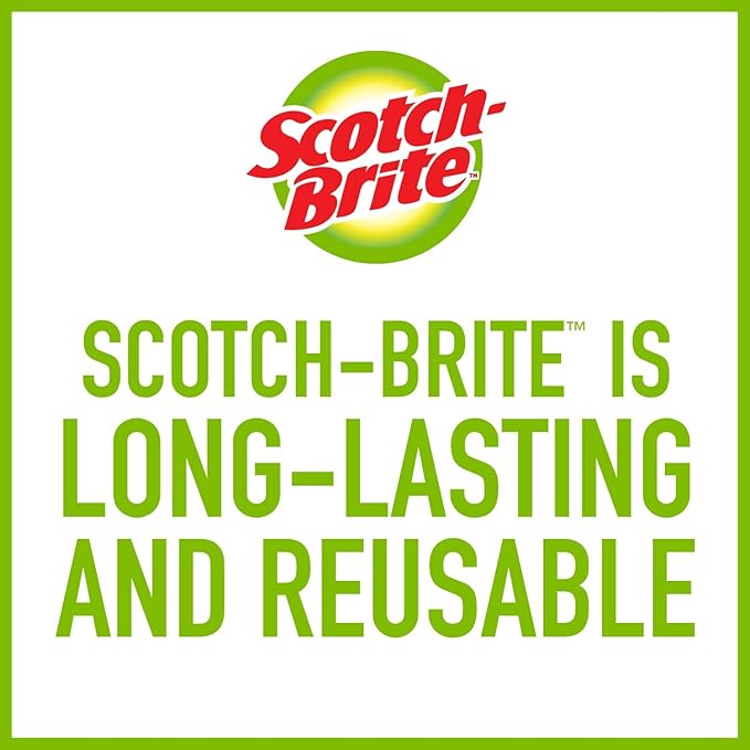 Scotch-Brite Heavy Duty Scouring Pad, Dish Scrubber for Kitchen + Outdoor, 8 Scrub Pads for Uncoated Pots and Pans, Cast Iron Cooktops, Grill Grates, Oven Racks, & BBQ, Durable, Long-Lasting