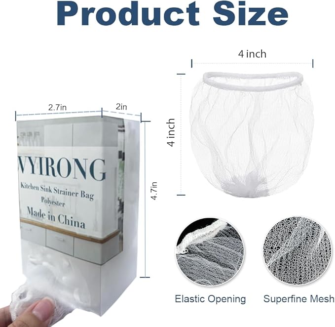 250 PCS Kitchen Disposable Mesh Sink Strainer Bag and PP Extraction Box Fits All Size Sink Strainer Elastic Anti-clogging Sink Drain Strainer Collecting Kitchen Food Waste Garbage