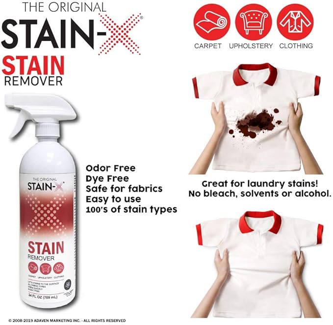 STAIN-X Cleaner | Effective Stain Remover for Laundry, Carpet, Clothing, Upholstery and Other Washable Fabrics - Value Pack (128 oz)