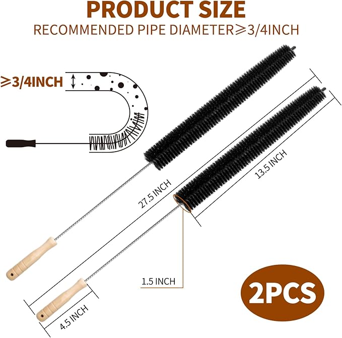 2Pack Flexible Dryer Vent Cleaning Brush - 304 Stainless Steel Lint Remover Refrigerator Coil Cleaning Brush Clothes Trap Duct Remover Home Essential Cleaning Tool Dryer Lint Brush