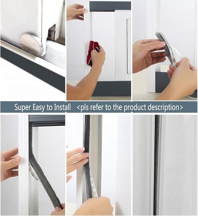 Weather Stripping Brush for Sliding Windows/Doors Frame Side,Pile Self Adhesive Weatherstrip Seal Strip Sealer Draft Stoppers (16.5ft x11/32 x 3/16 Brush inch, Brown)