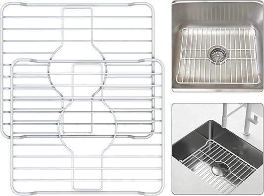 Better Houseware Sink Protectors for Kitchen Sink, Protective Metal Grid, 12x10.25x1 inches, White Kitchen Sink Mat to Shield Sink Base from Scratches, Rust-Resistant Coating, 2 pack, S