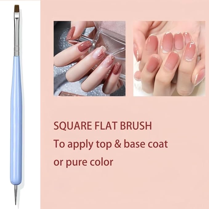 Faiteary Nail Art Brushes, 6PCS Nail Design Painting Brush Sets with Nail Polish Brush Nail Liner Brush Nail Extension Gel Brush Builder Nail Gel Brush and Nail Dotting Tool for DIY Nail Art