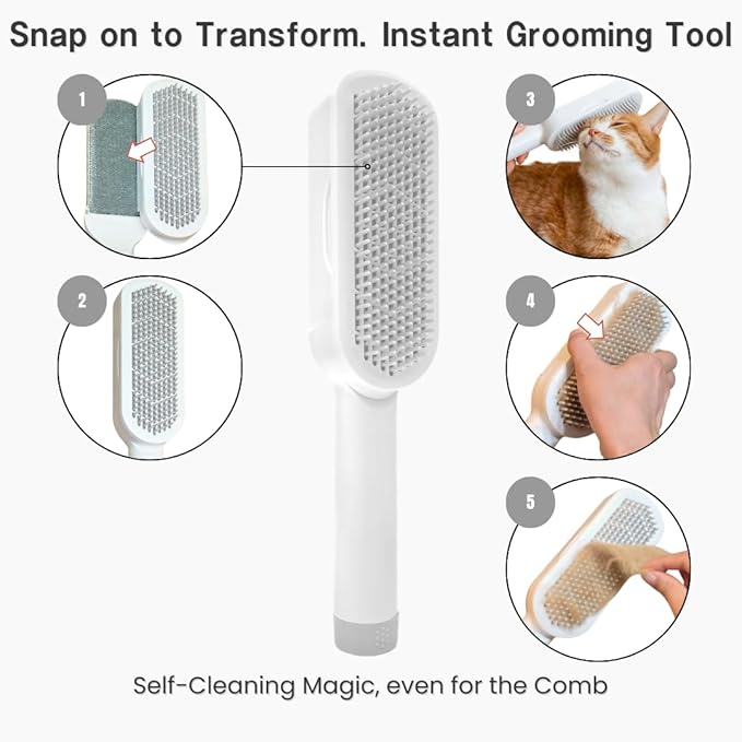 SufurLint 4-in-1 Pet Hair Remover & Grooming Brush - Multi-Functional Cat Deshedding Tool, Reusable Lint Roller for Furniture and Clothing, Professional Pet Massage & Cleaning Brush for Dogs & Cats