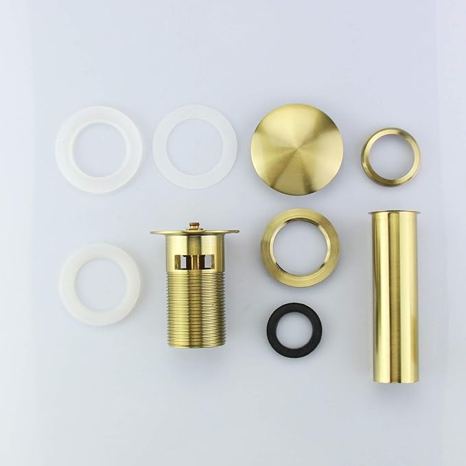 Vanity Pop Up Drain Stopper with Overflow, Gold Bathroom Faucet Lavatory Vessel Sink Drain
