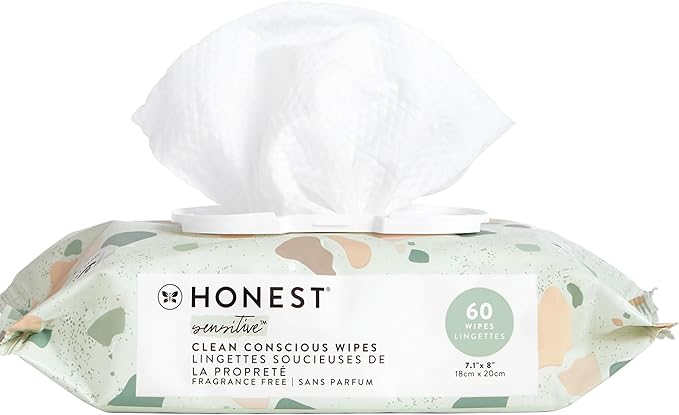 The Honest Company Hypoallergenic Multi-Use Baby Wipes for Sensitive Skin, Geo Mood, 60 Count