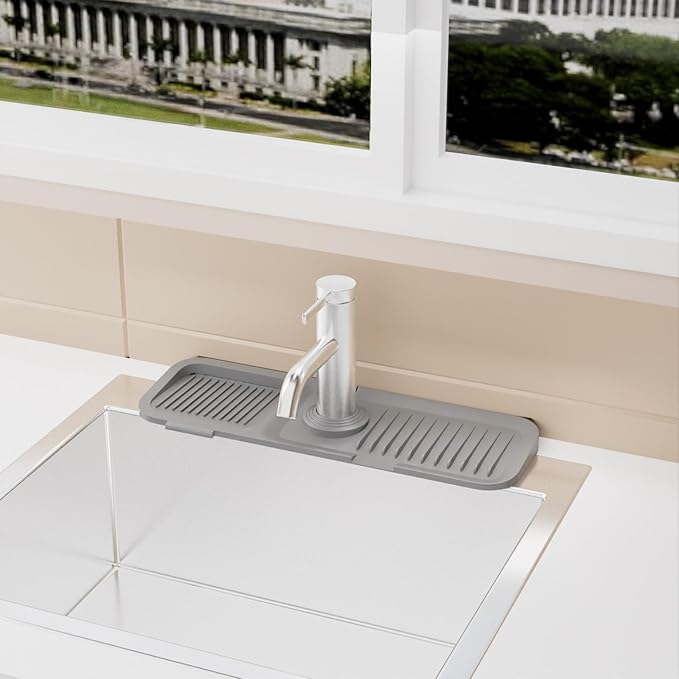 Kitchen Sink Splash Guard 5° Sloped, Silicone Draining Mat for Kitchen Sink, Faucet Mat For Kitchen Sink, Silicone Sink Splash Guard From Luxury Lineup