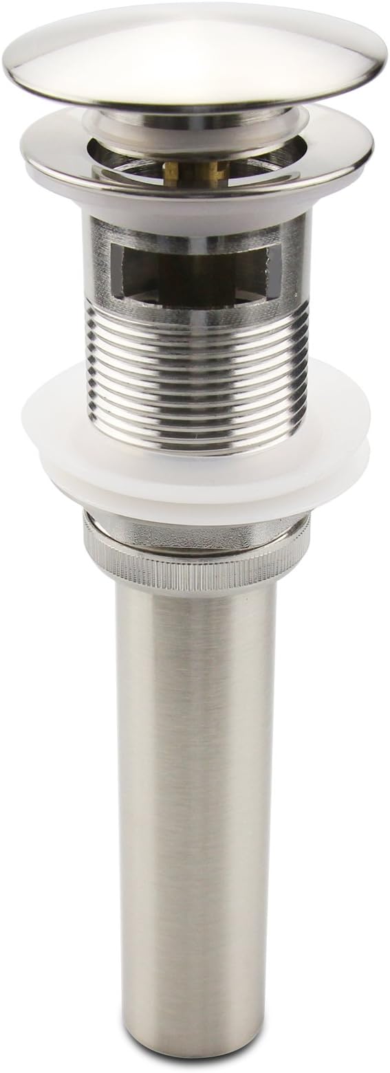Brushed Nickel Pop Up Sink Drain with Overflow, Bathroom Faucet Vessel Sink Drain Stopper