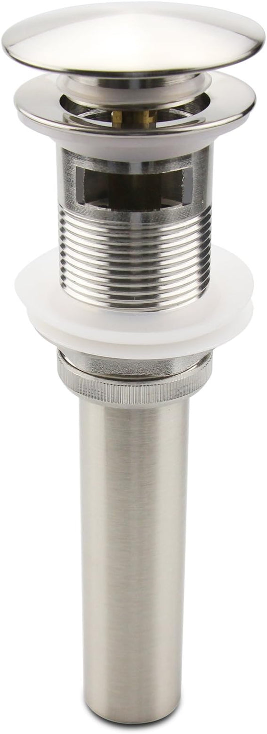 Brushed Nickel Pop Up Sink Drain with Overflow, Bathroom Faucet Vessel Sink Drain Stopper